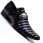 Sapato Social Masculino Calvest em Couro Preto Detalhado em Verniz 1930C592