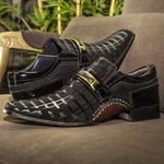 Sapato Social Masculino Calvest em Couro Preto Detalhado em Verniz 1930C592