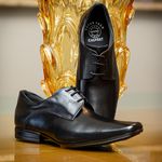 Sapato Social Masculino Calvest em Couro Preto Tradicional de Amarrar - 2305B848-PTO