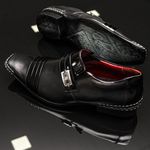 Sapato Social Masculino Calvest em Couro Verniz Preto com Costura Manual - 1750B475A