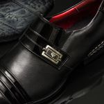 Sapato Social Masculino Calvest em Couro Verniz Preto com Costura Manual - 1750B475A