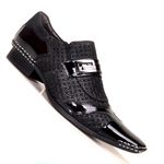 Sapato Social Masculino Calvest em Couro Viena Preto com detalhes Verniz - 1750C223-PTO