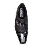 Sapato Social Masculino Calvest em Couro Viena Preto com detalhes Verniz - 1750C223-PTO