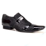 Sapato Social Masculino Calvest em Couro Viena Preto com detalhes Verniz - 1750C223-PTO