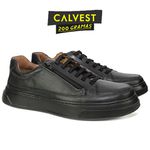 Sapatênis Masculino 200 gramas em Couro Carneiro 84F224 preto