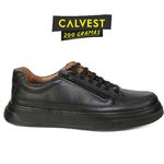 Sapatênis Masculino 200 gramas em Couro Carneiro 84F224 preto