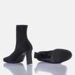 Bota de Salto Médio Feminina Socks GIAW Ingrid Preta