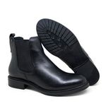 Coturno em Couro Feminino Bota Cano Curto Preta