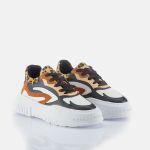 Sneaker Premium Feminino Strip Cool Ingrid Branco e Onça