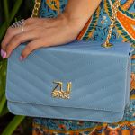 Bolsa Clutch Azul Aço Pequena De Lado Alça De Corrente Zuí Brasil