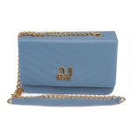 Bolsa Clutch Azul Aço Pequena De Lado Alça De Corrente Zuí Brasil