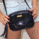 Bolsa Zuí Brasil Transversal Croco Preto