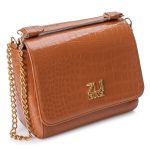 Bolsa Flap Croco Verniz Caramelo Zuí Brasil Nova Coleção