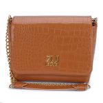 Bolsa Flap Croco Verniz Caramelo Zuí Brasil Nova Coleção