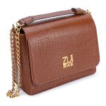 Bolsa Flap Croco Marrom Zuí Brasil Nova Coleção