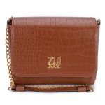 Bolsa Flap Croco Marrom Zuí Brasil Nova Coleção