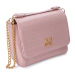 Bolsa Flap Croco Verniz Rosa Zuí Brasil Nova Coleção