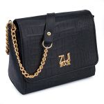 Bolsa Flap Croco Preta Zuí Brasil Nova Coleção