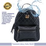 Mochila Grande Matelassê Preta Zuí Brasil