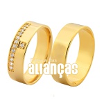 Alianças De Noivado e Casamento Em Ouro Amarelo 18k 0,750 Fa-1028