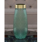 Vaso Decorativo Vidro Transparente Verde com Dourado- Alamin