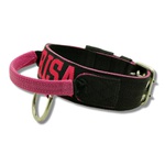 Coleira Para Cachorro Com Alça Personalizada (preto e pink) + Guia 80cm