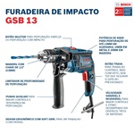 FURADEIRA DE IMPACTO 1/2" 650W (GSB13RE) 110V - BOSCH
