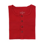 Camisa Henley Manga Longa Vermelha - Algodão Egípcio