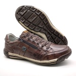Sapato Masculino Casual Zíper e Elástico Palmilha Ortopédica 148/03 Brown