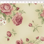 Tecido Tricoline Floral Rosê grande fundo bege - (0,50cm x 1,50mt)