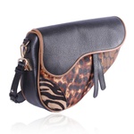 Bolsa Saddle Bag Parker com Animal Print com Alça Transversal