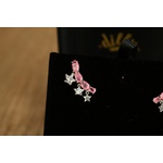 Brinco Ear Cuff Estrelas penduradas Light Pink 