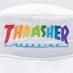 Bucket Hat Thrasher Rainbow White