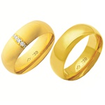 Alianças de casamento e noivado com diamantes em ouro 18k 750 tradicional e anatômica 7 mm
