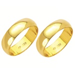 Alianças de casamento e noivado em ouro 18k. 750 tradicional 5,5 mm