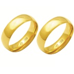 Alianças de casamento e noivado em ouro 18k 750 abaulada e anatômica 6 mm