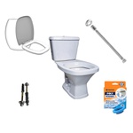 Kit Banheiro Com Vaso Acoplado Quadrado, Assento Sanitário e Vários Itens