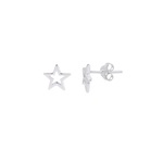 Brinco Estrela Liso Vazado Pequeno em Prata 925