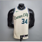 Regata NBA Milwaukee Bucks Cream City silk (jogador) giannis antetokounmpo 34