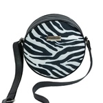 Bolsa Redonda Feminina Lisa Couro Eco Bag Transversal Zebra