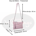 Kit 2 Bolsas Bag Feminina Transversal Willibags Rosa