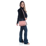 Kit Bolsa Bag Transversal + Carteira Rosa