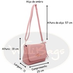 Kit Bolsa Bag Transversal + Carteira Rosa