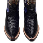 Bota Texana Bico Fino Masculina Anaconda Preto e Floater Marfim