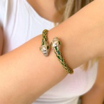 Bracelete serpente cravejada com detalhe esmaltado LUXO