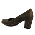 Sapato feminino Scarpin Salto Grosso de Couro Café J.Gean Outlet cod. EC0001