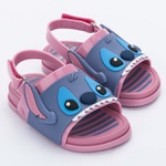 Mini Melissa Beach Slide Sandal + Stitch Infantil Rosa Azul