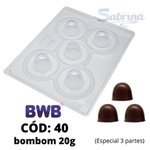 Bombom 20g BWB COD:40 Forma de Chocolate Acetato com Silicone (3 partes)