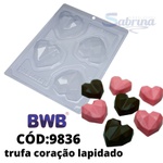 Coração Lapidado Trufa BWB COD:9836 Forma de Chocolate Acetato com Silicone Especial (3 partes)