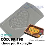 Choco Pop It Coração Crystal Forming Cód:198 Forma De Chocolate Acetato com Silicone Especial (3 Partes)